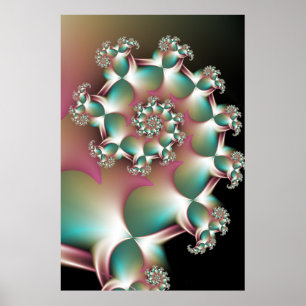 Iridescente Fractale Spiraal Poster