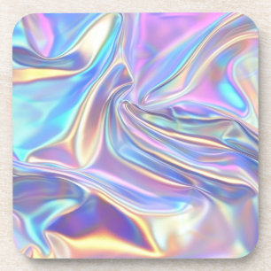 Iridescente glanzende metalen stof, turkoois goud bier onderzetter