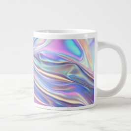 Iridescente glanzende metalen stof, turkoois goud  grote koffiekop