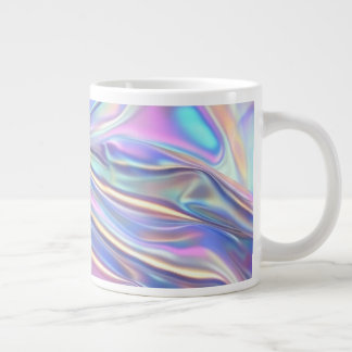 Iridescente glanzende metalen stof, turkoois goud grote koffiekop