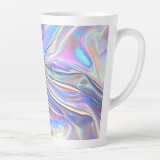Iridescente glanzende metalen stof, turkoois goud latte mok