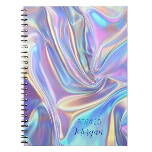Iridescente Glanzende Metallic Stof Datum, Script Notitieboek (Voorkant)