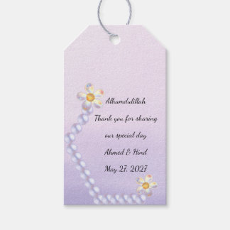 Iridescente glazen bloem parel islamitische bruilo cadeaulabel