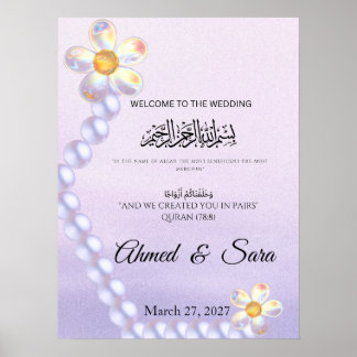 Iridescente glazen bloem parel islamitische bruilo poster