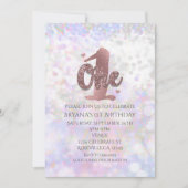 Iridescente Glitter Een 1e Verjaardagsuitnodiginge Kaart (Voorkant)