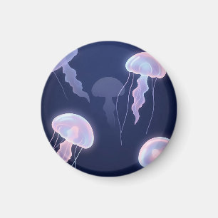 Iridescente gloeiende kwal diepblauw roze  magneet