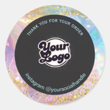 Iridescente holografische aangepaste logo naam dan