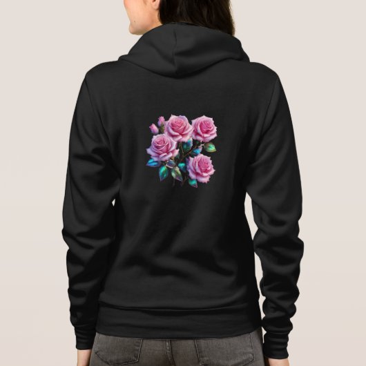 Iridescente holografische rozen op stelen hoodie (Achterkant)