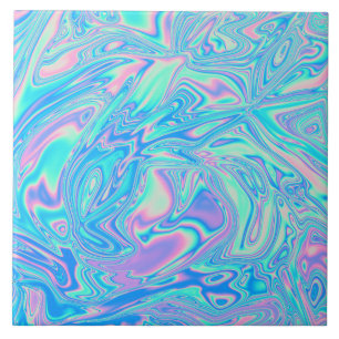 Iridescente holografische vloeibare golven tegeltje