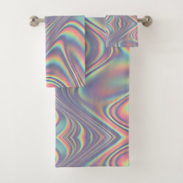 Iridescente holografische werveltextuur bad handdoek