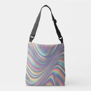 Iridescente holografische werveltextuur crossbody tas
