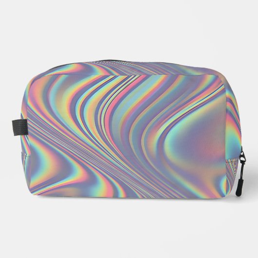 Iridescente holografische werveltextuur toilettasje (Voorkant)