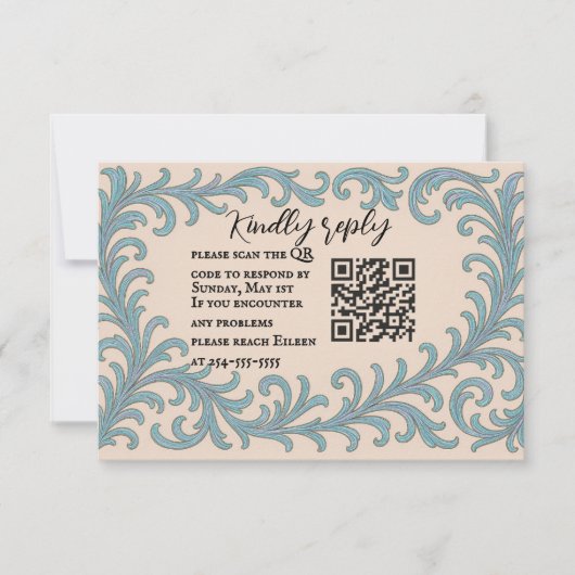 Iridescente Huwelijksbelofte QR Code RSVP Kaart (Voorkant)