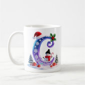 Iridescente kerstletter C met sneeuwman Koffiemok (Links)