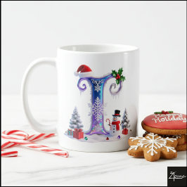 Iridescente kerstletter I met sneeuwman Koffiemok