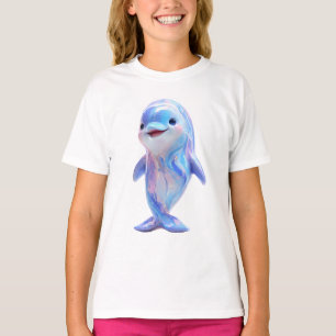 Iridescente Kosmische Gemarmerde Dolfijn Kinderen T-shirt
