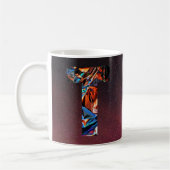 Iridescente Kosmische Letter T Monogram Koffiemok (Links)
