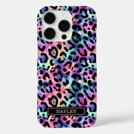 Iridescente Luipaardprint Monogram iPhone 16 Pro Hoesje