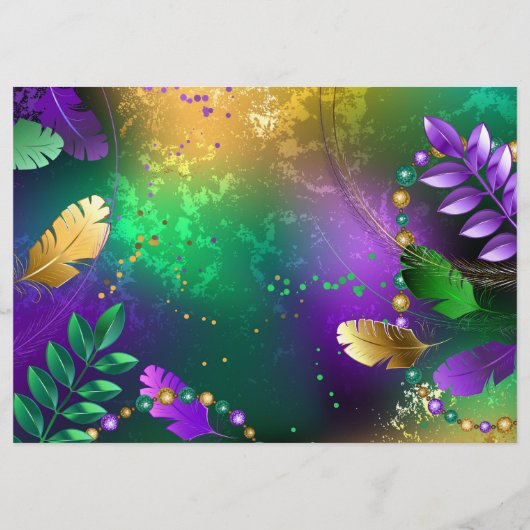 Iridescente mardi gras achtergrond met kralen flyer (Voorkant)
