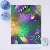 Iridescente mardi gras achtergrond met kralen flyer (Enkel)