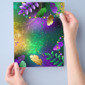 Iridescente mardi gras achtergrond met kralen flyer (Hand)