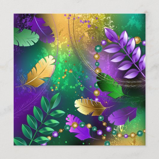 Iridescente mardi gras achtergrond met kralen menu (Voorkant)