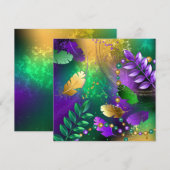 Iridescente mardi gras achtergrond met kralen menu (Voorkant / Achterkant)
