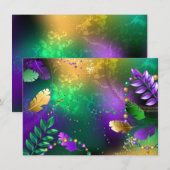 Iridescente Mardi Gras-achtergrond met kralen Menu (Voorkant / Achterkant)