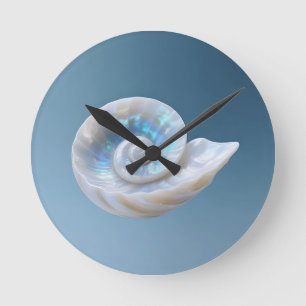 Iridescente Nautilusschelp Spiraal Ronde Klok