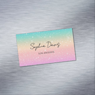 Iridescente opal businesscards pastel magnetisch visitekaartje