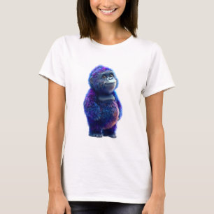 Iridescente Paarse en Blauwe Gorilla Vrouwen van d T-shirt