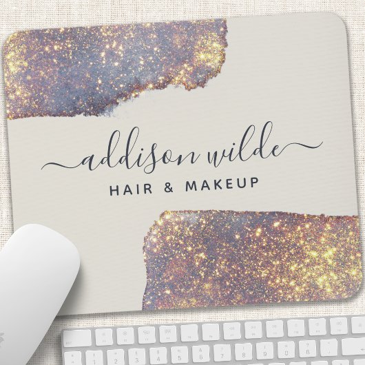 Iridescente Paarse Goud Glam Glitter Muismat