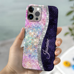 Iridescente paarse zilveren nepschitterende monogr Case-Mate iPhone case
