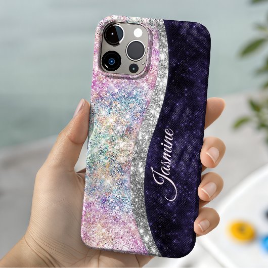 Iridescente paarse zilveren nepschitterende monogr Case-Mate iPhone case