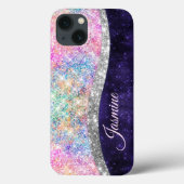 Iridescente paarse zilveren nepschitterende monogr Case-Mate iPhone case (Achterkant)