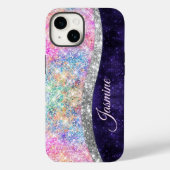 Iridescente paarse zilveren nepschitterende monogr Case-Mate iPhone case (Achterkant)