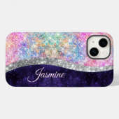 Iridescente paarse zilveren nepschitterende monogr Case-Mate iPhone case (Achterkant (horizontaal))