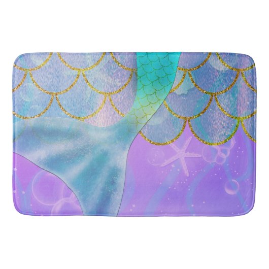 Iridescente Parel Glans Glitter Zeemeerminnenstaar Badmat (Voorkant)