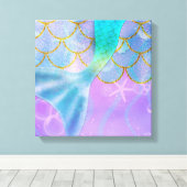 Iridescente Parel Glinstering Glitteren Zeemeermin Canvas Afdruk (Insitu (Houten vloer))