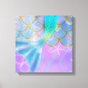 Iridescente Parel Glinstering Glitteren Zeemeermin Canvas Afdruk