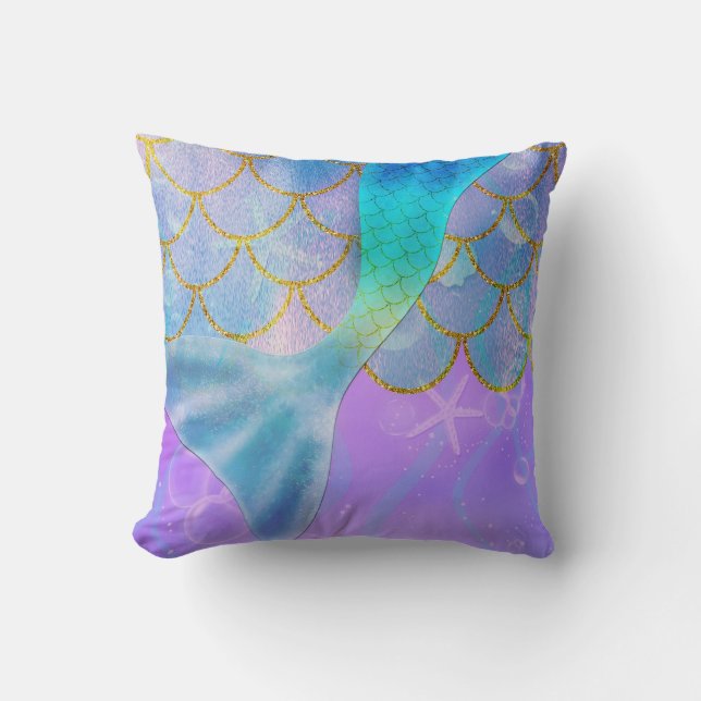 Iridescente Parel Glinstering Glitteren Zeemeermin Kussen (Voorkant)