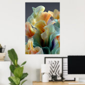 Iridescente Pastel Regenboog Glas Bloemblaadjes Fa Poster (Thuiskantoor)