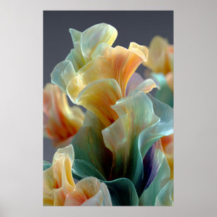 Iridescente Pastel Regenboog Glas Bloemblaadjes Fa Poster