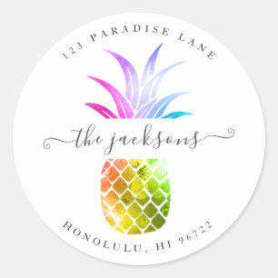 Iridescente Regenboog Ananas DIY Achtergrond Ronde Sticker