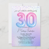 Iridescente Regenboog Ballonnen 30e Verjaardag Kaart (Voorkant)