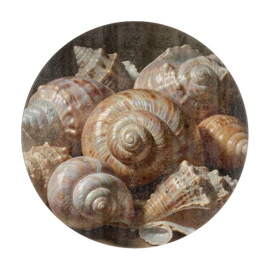 Iridescente schelp stilleven  snijplank (Voorkant)