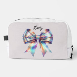 Iridescente strik met persoonlijke accessoiretas toilettasje