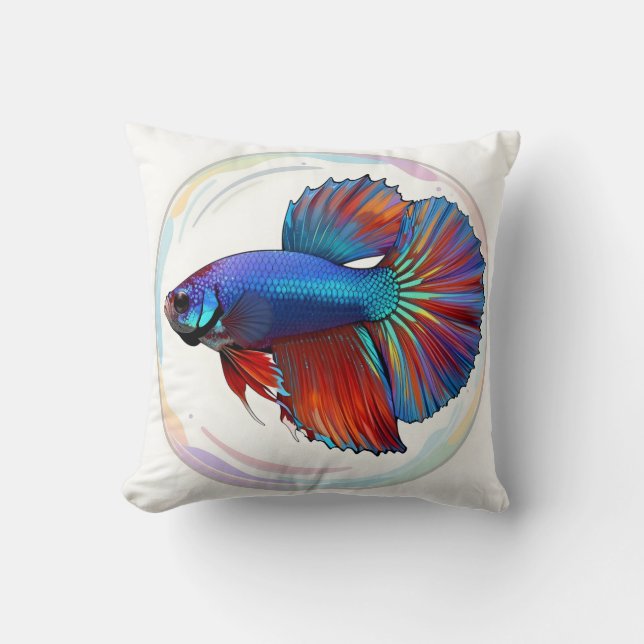 Iridescente Stroom – Betta Vis Kunst Kussensloop Kussen (Voorkant)