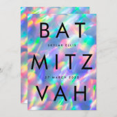 Iridescente ultra moderne bat mitzvah QR CODE RSVP Kaart (Voorkant / Achterkant)