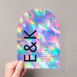 Iridescente Ultra Moderne Monogram Huwelijk Acryl Uitnodigingen